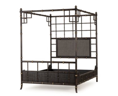 Bamboo 4 Poster Bed - Black & Gold / UK King
